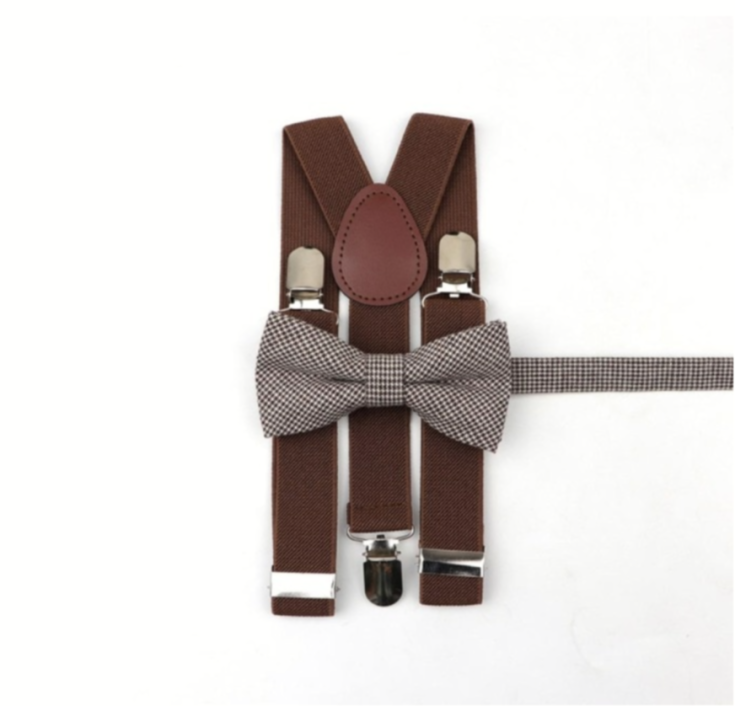 Pojkset, Bruna Hängslen, Bruna Fluga, Barnaccessoarer, Eleganta Pojkkläder, Specialtillfällen Barnkläder, Kvalitets Barnkläder