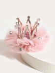 rosa hårspänne, kronhårspänne, prinsesshårspänne, barnhåraccessoarer, eleganta hårspännen, flickhårspännen, unika hårspännen, festhårspännen