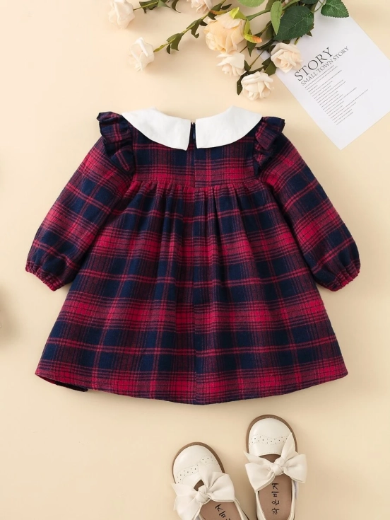 barnklänning, flanellklänning, röd klänning flicka, eleganta barnkläder, festkläder för barn, klänning till bröllop barn, dopkläder barn, julkläder barn, Malvina klänning