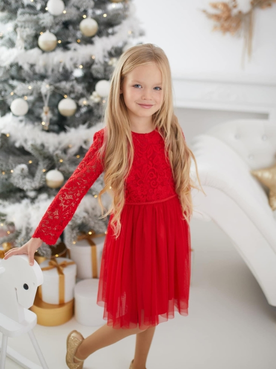 barnklänning, röd klänning för flickor, eleganta barnkläder, festklänning barn, klänning till bröllop för barn, dopkläder, barnmode, Jasmina klänning, festkläder för barn