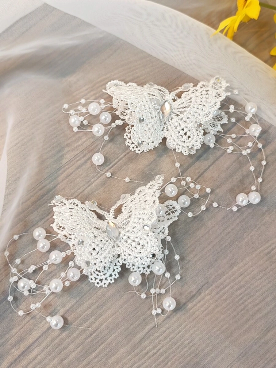 hårspännen, pärlspännen, spets, eleganta hårspännen, flickaccessoarer, vit hårspänne, barn hårsmuck, speciella tillfällen håraccessoarer