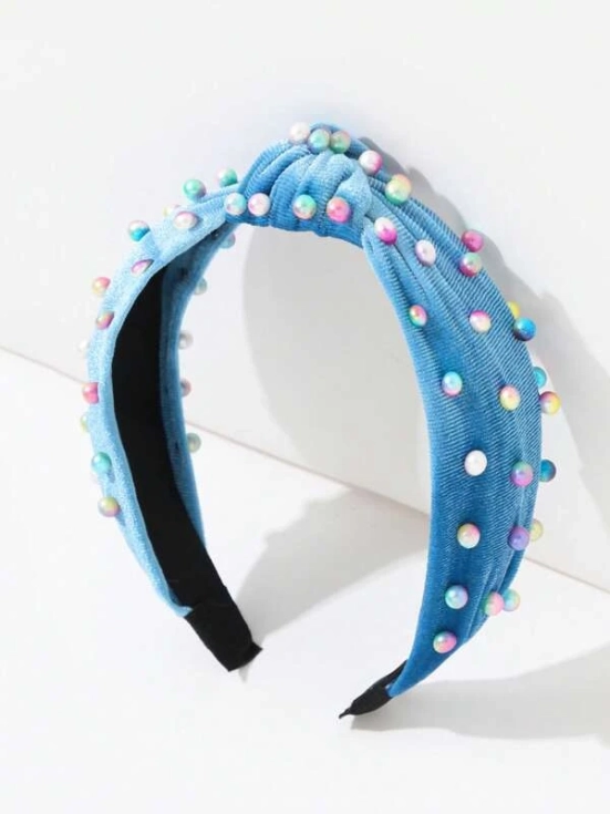 sametband flickor, blå pärlor hårsmycke, eleganta barnaccessoarer, speciella tillfällen barnaccessoarer, premium hårsmycke, flickhårsmycke elegans, barnmode accessoarer