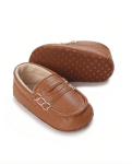 babyskor, bruna babyskor, eleganta babyskor, pojkskor, kvalitetsmaterial, komfort, säkerhet, speciella tillfällen, mjuk konstruktion, storlekar för babyskor