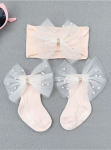 spädbarnsstrumpor, pärlhårband, halkfria strumpor, eleganta babyaccessoarer, dopgåva, babykläder, spädbarnsmode, rosa babyset, högkvalitativa spädbarnsprodukter
