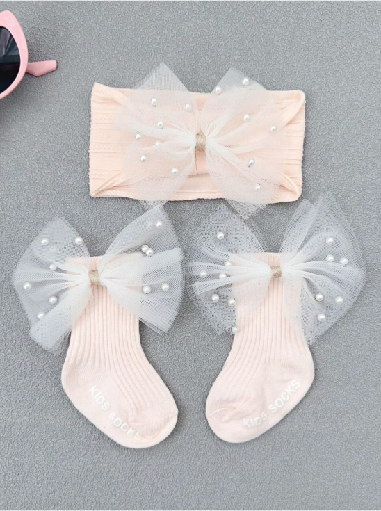 spädbarnsstrumpor, pärlhårband, halkfria strumpor, eleganta babyaccessoarer, dopgåva, babykläder, spädbarnsmode, rosa babyset, högkvalitativa spädbarnsprodukter