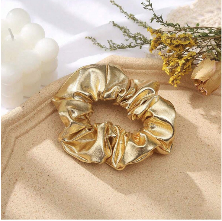 guld aurora scrunchie, håraccessoar för flickor, barn hårband, elegant hårscrunchie, present till flicka, mode för barn, glamorös hårdekoration