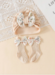 barnset, eleganta strumpor, bomullsturban, halkfria strumpor, barnkläder, spädbarnsaccessoarer, babytillbehör, dopgåva, födelsedagspresent, barnmode, högkvalitativa barnprodukter