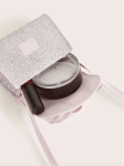 rosa handväska flicka, barnväska med glitter, flickaccessoarer, elegant barnväska, handväska med rosett, flickväskor för speciella tillfällen, barnmode, praktisk flickväska