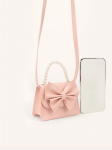 rosa handväska för flickor, flickväskor, barnhandväska, elegant handväska, rosett och pärlor, present till flicka, små flickors accessoarer