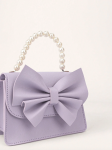 lavenderväska flicka, handväska med rosett, barnväska lavendel, elegant flickväska, presentidé för flickor