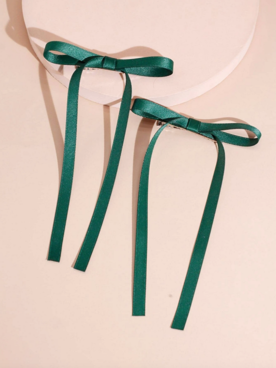 hårspännen för flickor, gröna rosetter, barnaccessoarer, eleganta hårspännen, hårspännen barn, satin hårspännen, rosetthårspännen