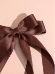 hårklämma, satinrosett, brun håraccessoar, elegant hårklämma, barnfrisyr, festhårklämma, rosett håraccessoar, tillbehör för flickor