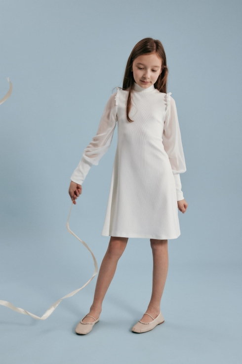 flickklänning, Luna, elegant klänning, barnkläder, krämvit klänning, högtidsklänning, festklänning, bröllopsklänning, komfort, stil