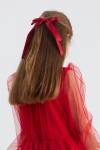 röd hårspänne, satinhårspänne, rosett hårspänne, elegant håraccessoar, hårspänne för fest, hårspänne för bröllop, dam hårspänne, satinhåraccessoar