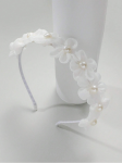hårband för flickor, vitt hårband, elegant hårband, festligt hårband, dop accessoarer, bröllopsaccessoarer för barn, högtidskläder för flickor, pärlhårband, blommigt hårband, barnaccessoarer