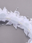 hårband för flickor, vitt hårband, festligt hårband, hårband med blommor och pärlor, dopaccessoar, bröllopshårband, hårband till högtider, barnhårband, elastiskt hårband för flickor