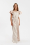 Elegant jumpsuit med guipure-spets och volangärmar