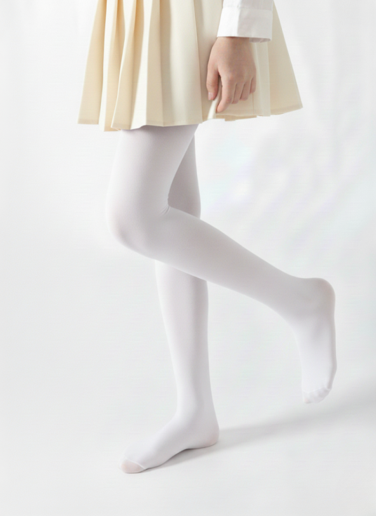 Vita släta strumpbyxor för flicka 40 DEN till högtid