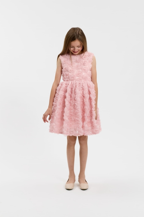 festklänning barn, rosa klänning flicka, brudnäbbsklänning, barnklänning bröllop, klänning med 3D blommor, finklänning barn, exklusiva barnkläder