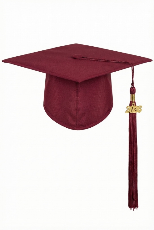 examenshatt, studentmössa, vinröd hatt, skolavslutning, examenspresent, tofs 2026, barnkläder, ceremoniell klädsel, examenstillbehör, universitet