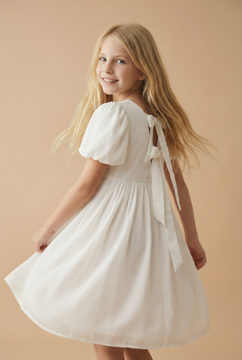 festklänning barn, brudnäbbsklänning, gräddvit klänning flicka, barnkläder bröllop, finkläder barn, dopklänning barn, skolavslutningsklänning