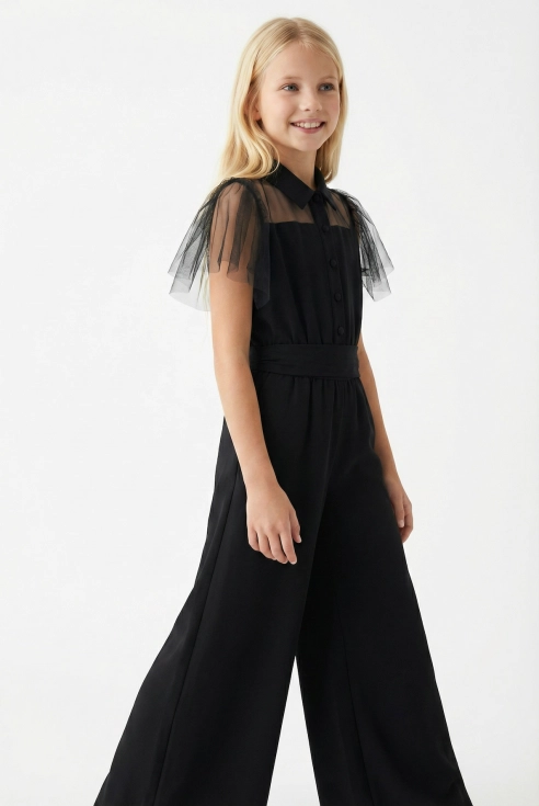 elegant flickjumpsuit blair i svart färg, flickjumpsuit ZOYA Fashion, jumpsuit för bal, festlig jumpsuit för flicka, svenska barnkläder, ZOYA Fashion Sverige