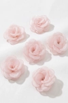 set med 6 rosa hårspännen av organza för flickor, flickhårspännen ZOYA Fashion, festliga hårspännen, set hårspännen av organza, svenska barnkläder, ZOYA Fashion Sverige