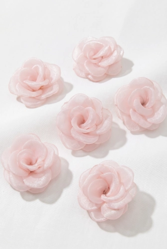 Set med 6 rosa hårspännen av organza för flickor