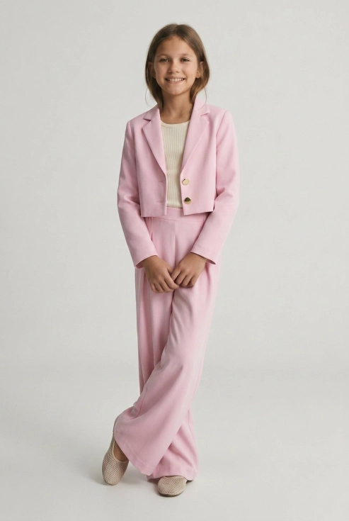 festlig flickkostym emi i rosa färg, flickkostym ZOYA Fashion, kostym för konfirmation, festlig kostym för flicka, svenska barnkläder, ZOYA Fashion Sverige
