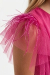 tyllklänning Gabi i fuchsia, cerise flickklänning, festklänning för flicka, kalasklänning barn, avtagbar blomma, ZOYA Fashion