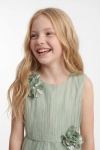 salviagrön långklänning Bella, grön maxiklänning för flicka, 3D-blommor klänning, konfirmationsklänning, ZOYA Fashion