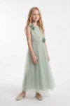 salviagrön långklänning Bella, grön maxiklänning för flicka, 3D-blommor klänning, konfirmationsklänning, ZOYA Fashion