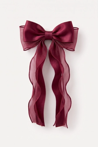 Vinrött hårspänne med rosett i satin och organza för flickor